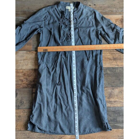 Cloth & Stone XS Charcoal Gray 100% Tencel Lyocell Lace Up Tunic Dress - Picture 4 of 5